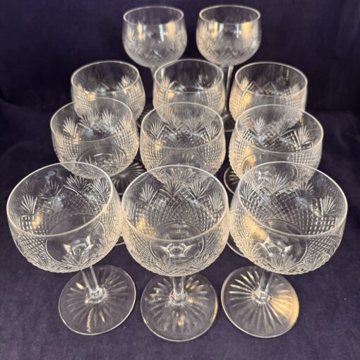 Set van 11 kristallen wijn / portglazen Wilhelmina slijpsel hoog 13 cm, Ø 6,5 cm