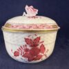 Herend Apponyi roze suikerpotje met deksel nr.1662AP Ø 10,6 hoog 10 cm.