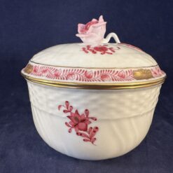 Herend Apponyi roze suikerpotje met deksel nr.1662AP Ø 10,6 hoog 10 cm. - Afbeelding 3