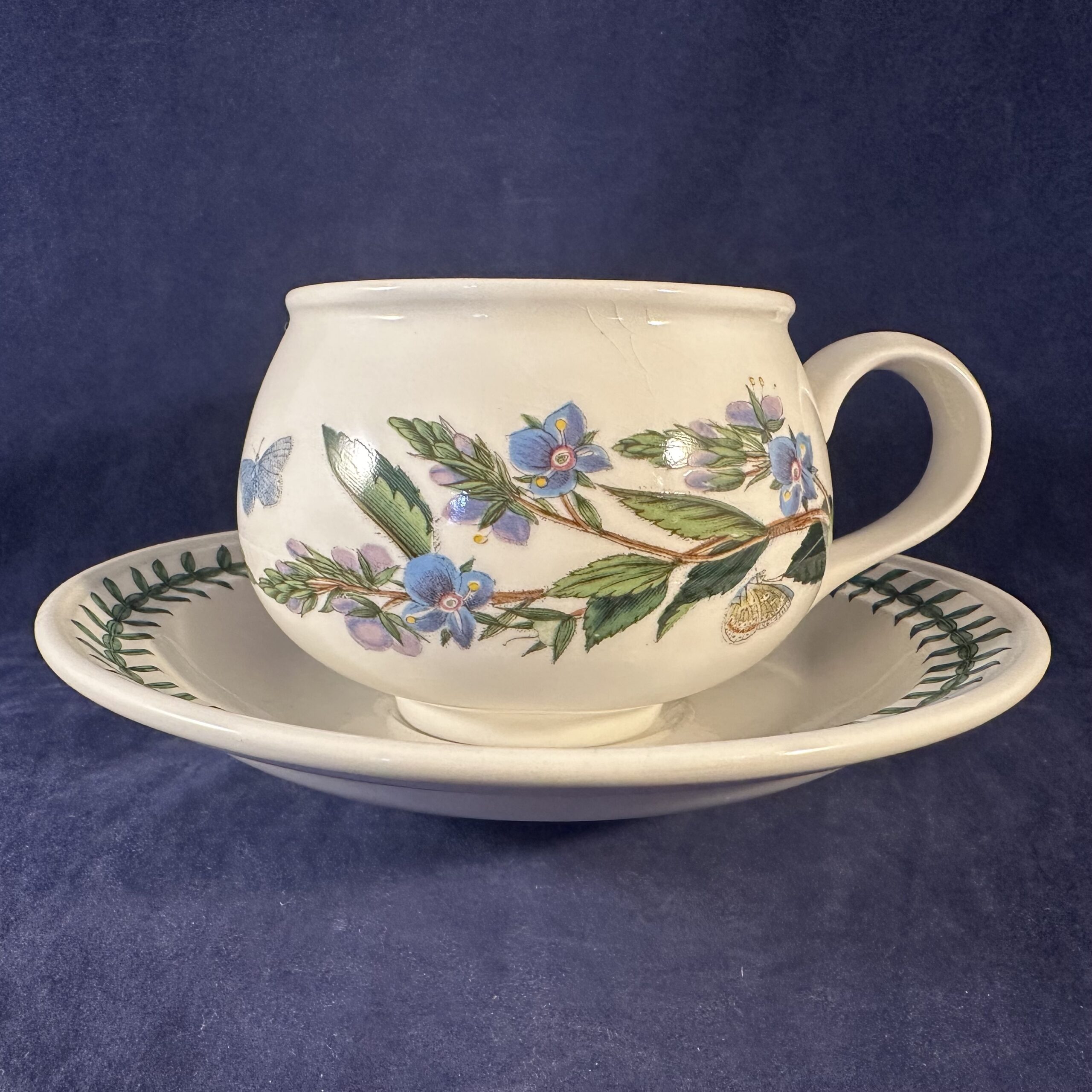 Portmeirion Botanic Garden theekop en schotel Ø kop 7,2 cm hoog 6 cm, ‘Veronica Chamaedrdrys/ Speedwell’