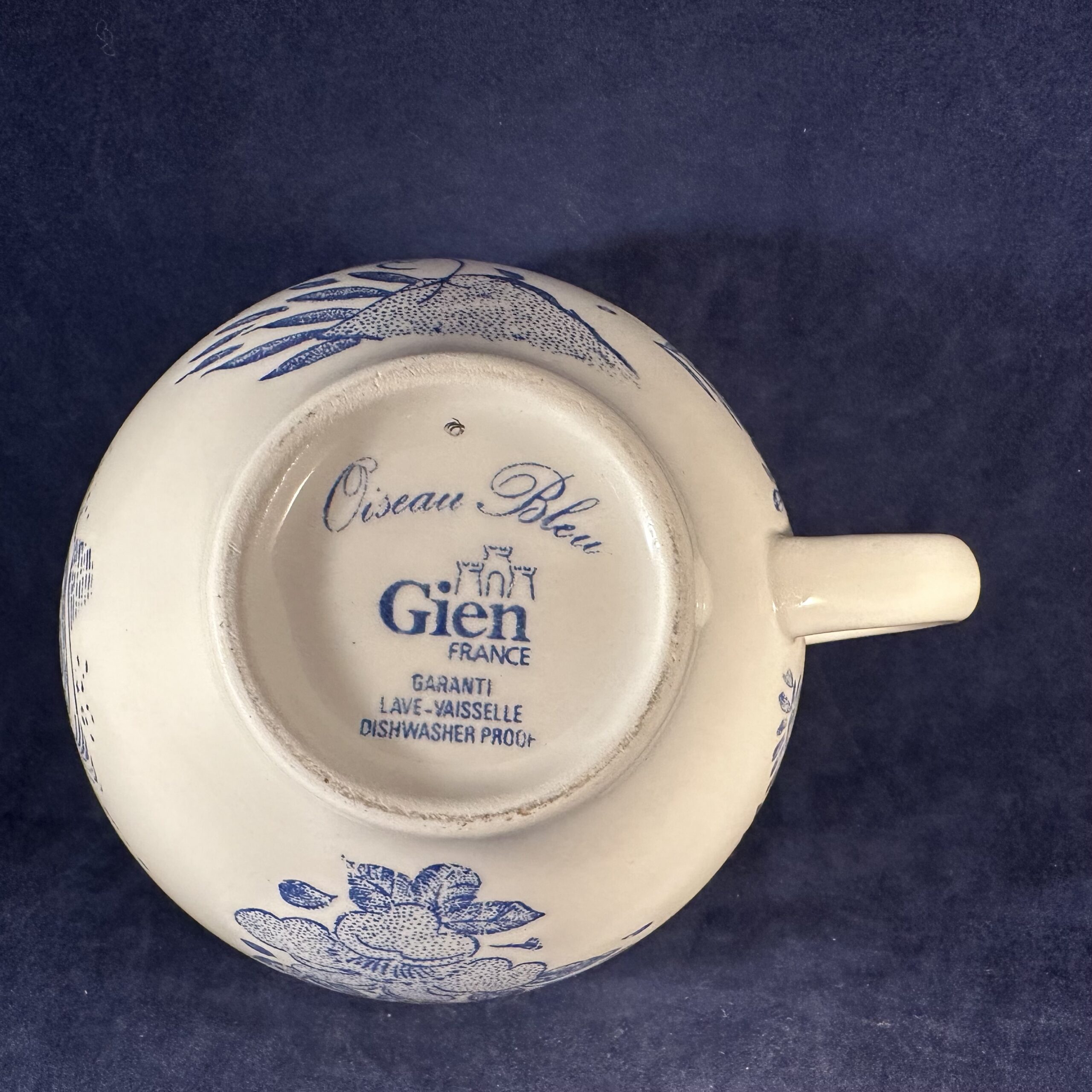 Gien 'oiseau bleu' jumbokop en schotel Ø 11,4 cm hoog 6,8 cm. - Afbeelding 4