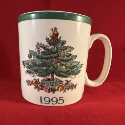 Spode 'Christmas tree' mok '1995', hoogte 8,5 cm Ø 7,7 cm,  Made in England