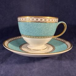 Wedgwood 'Ulander Powder Turquoise' kop met schotel Ø kop 8,4 cm hoog 6,9 cm