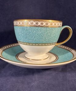 Wedgwood 'Ulander Powder Turquoise' kop met schotel Ø kop 8,4 cm hoog 6,9 cm
