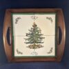 Spode 'Christmas tree' houten dienblad met 4 tegels 35 x 35 cm