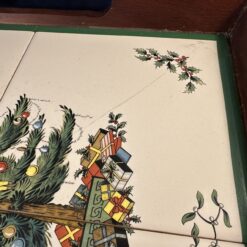 Spode 'Christmas tree' houten dienblad met 4 tegels 35 x 35 cm - Afbeelding 3
