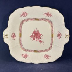 Herend Apponyi (431/AP) roze koekschaal met oortjes 24,5 x 24,5 cm