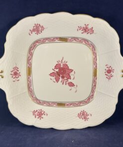 Herend Apponyi (431/AP) roze koekschaal met oortjes 24,5 x 24,5 cm