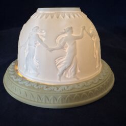 Wedgwood Jasperware theelichthouder/ lithophane luminaire hoog 7,5 cm, Ø 12 cm