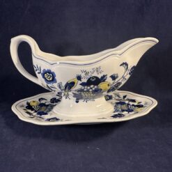 Spode 'Blue Bird' sauskom met vaste schotel Ø 20 x 7,5 cm, hoog 12 cm. - Afbeelding 3