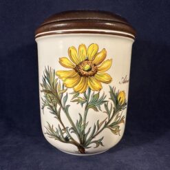 Villeroy en Boch - Botanica voorraadpot met houten deksel. Hoog 10cm, Ø 8 cm.  Adonis vernalis, 