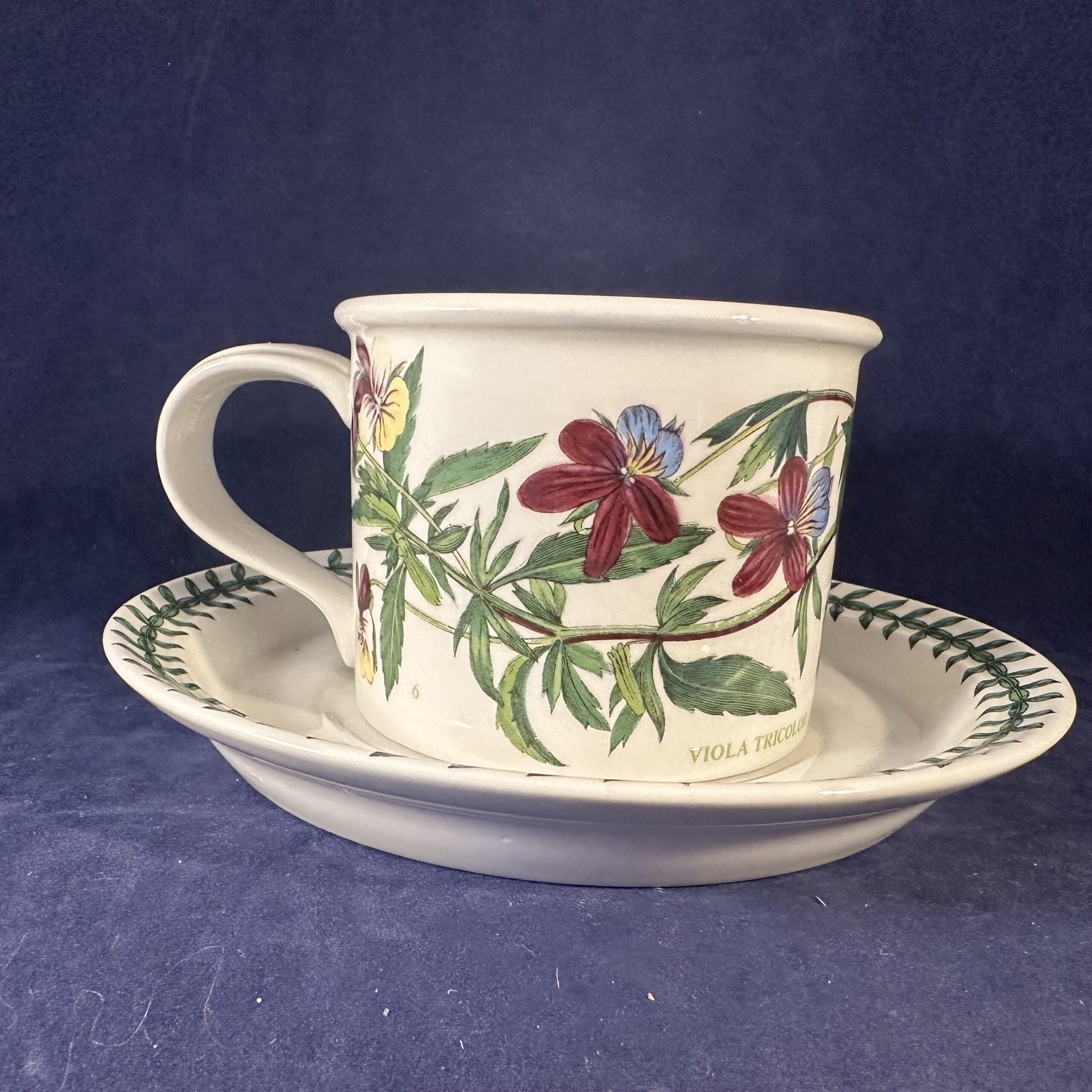 Portmeirion Botanic Garden theekop en schotel Ø kop 8,5 cm hoog 6,5 cm, 'Viola Tricolor/ Heartsease' - Afbeelding 2