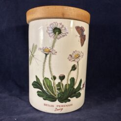 Portmeirion Botanic Garden voorraadpot/ voorraadbus met houten deksel, hoog 13,5 cm Ø 9 cm. 'Bellis perennis'