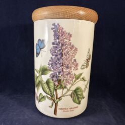Portmeirion Botanic Garden voorraadpot met houten deksel hoog 16 cm tot deksel, Ø 10 cm,'Syringa Vulgaris/ Garden Lilac