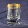 Set van 3 borrelglaasjes met gouden rand, hoog 5,5 cm., Ø 4 cm.