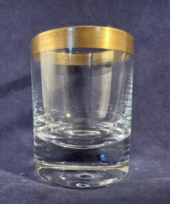 Set van 3 borrelglaasjes met gouden rand, hoog 5,5 cm., Ø 4 cm.