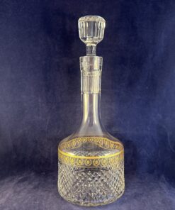 Geslepen kristallen karaf met gouddecoratie met stop, hoog 31 cm (Royal Gold Rim)