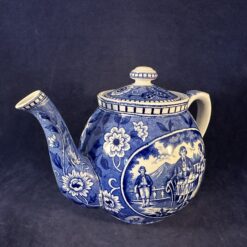 Societe Ceramique Teadrinker blauwe theepot hoog 13 cm inhoud 600 cc.