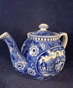 Societe Ceramique Teadrinker blauwe theepot hoog 13 cm inhoud 600 cc.