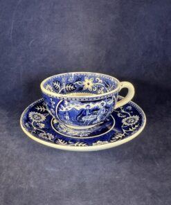 Societe Ceramique Teadrinker blauw kop en schotel