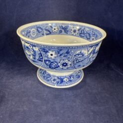 Societe Ceramique 'Teadrinker' blauw kastkom/ kom op voet