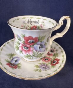 Royal Albert Flower of the month series dameskop en schotel 'March' hoog 6,8 cm Ø 7,3 cm