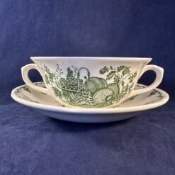 Mason's 'Fruitbasket' groen soepkom met schotel. Ø kom 12,5 cm en 5,8 cm hoog