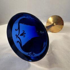 Set van 6 Boheemse kristallen glazen, kobalt met goud, hoog 22,5 cm. - Afbeelding 5