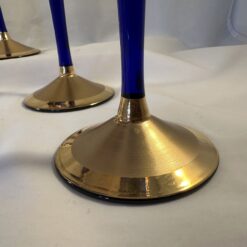 Set van 6 Boheemse kristallen glazen, kobalt met goud, hoog 22,5 cm. - Afbeelding 7