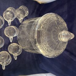 Kristallen geslepen bowlschaal met deksel met 8 glazen met oor hoog 32 cm, Ø 20 cm - Afbeelding 8