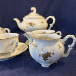 Pirkenhammer 'Avignon' porseleinen theeset bestaande uit theepot, suikerpot, roomkan en 5 kop en schotels - Afbeelding 2