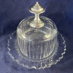 Geslepen kristallen kaasstolp met zilveren dop Ø 15 cm, hoog 16 cm - Afbeelding 2