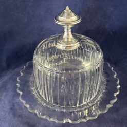 Geslepen kristallen kaasstolp met zilveren dop Ø 15 cm, hoog 16 cm - Afbeelding 3