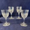 Set van 5 kristallen bitterglazen ruitslijpsel hoog 11 cm, Ø 5 cm.