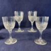 Set van 5 kristallen bitterglazen ruitslijpsel hoog 11 cm, Ø 5 cm.