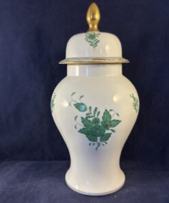 Herend Apponyi groen dekselvaas met deksel hoogte 25 cm Ø 7,5 cm nr 6629