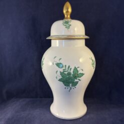 Herend Apponyi groen dekselvaas met deksel hoogte 25 cm Ø 7,5 cm nr 6629