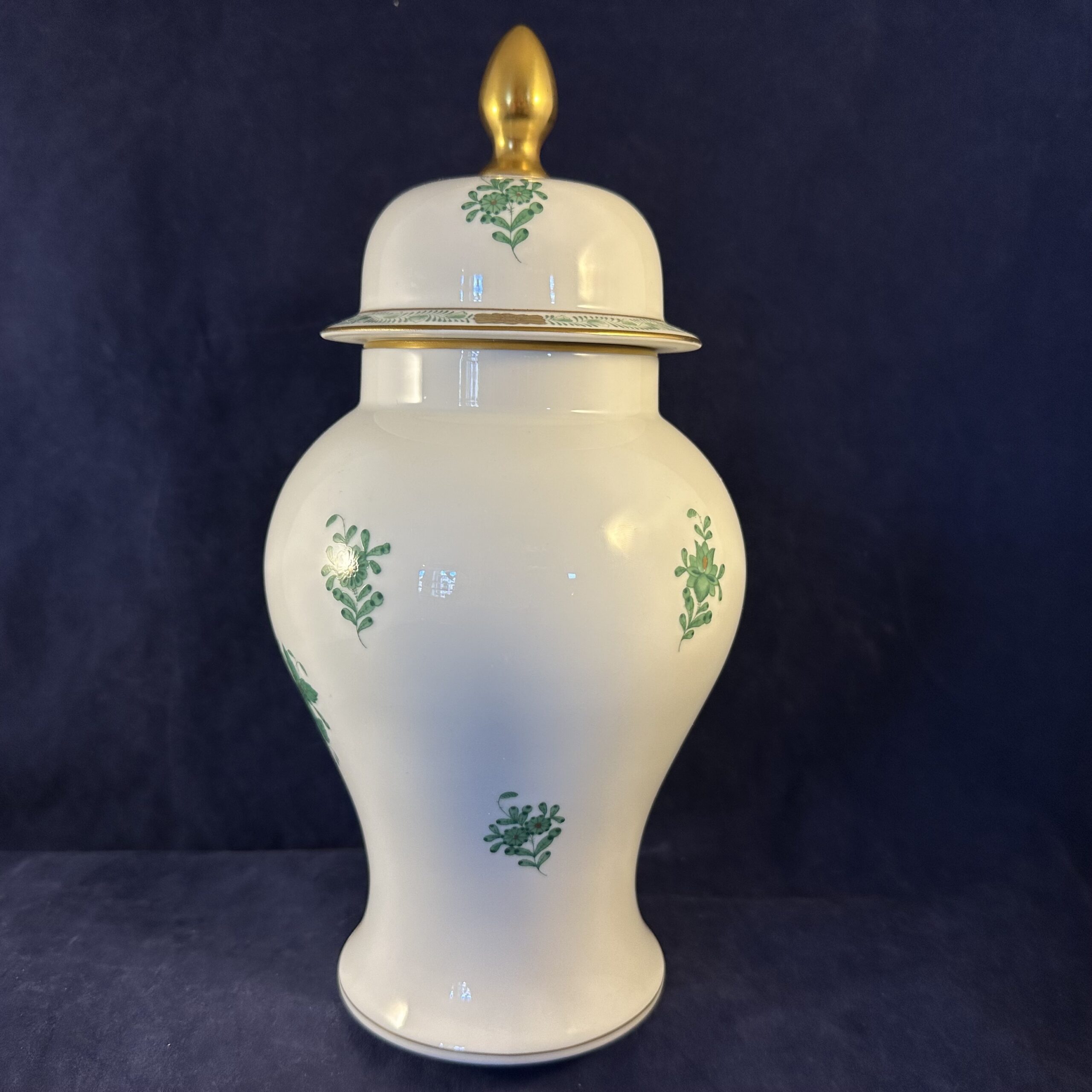 Herend Apponyi groen dekselvaas met deksel hoogte 25 cm Ø 7,5 cm nr 6629 - Afbeelding 4