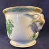 Herend Apponyi groen cachepot met ramskoppen nr 7285, hoog 9,4 cm Ø 11,2 cm.