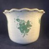 Herend Apponyi groen cachepot met wicker patroon, hoog 11 cm, Ø 15 cm. nr. 7303 'net weave'