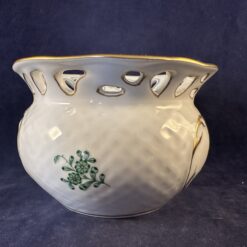 Herend Apponyi groen cachepot met opengewerkte rand 7248 hoog 6,6 cm Ø 9,4 cm (wicker patroon) - Afbeelding 2