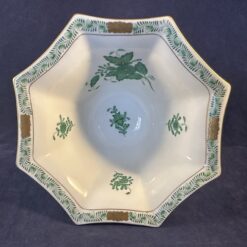 Herend Apponyi groen achtkantig schaaltje op voet Ø 15,5 hoog 9 cm nr 7849 - Afbeelding 3