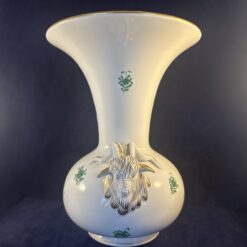 Herend Apponyi groen vaas met twee ramskoppen hoog 26 cm Ø 19,5 cm, nr. 6657 AV - Afbeelding 5