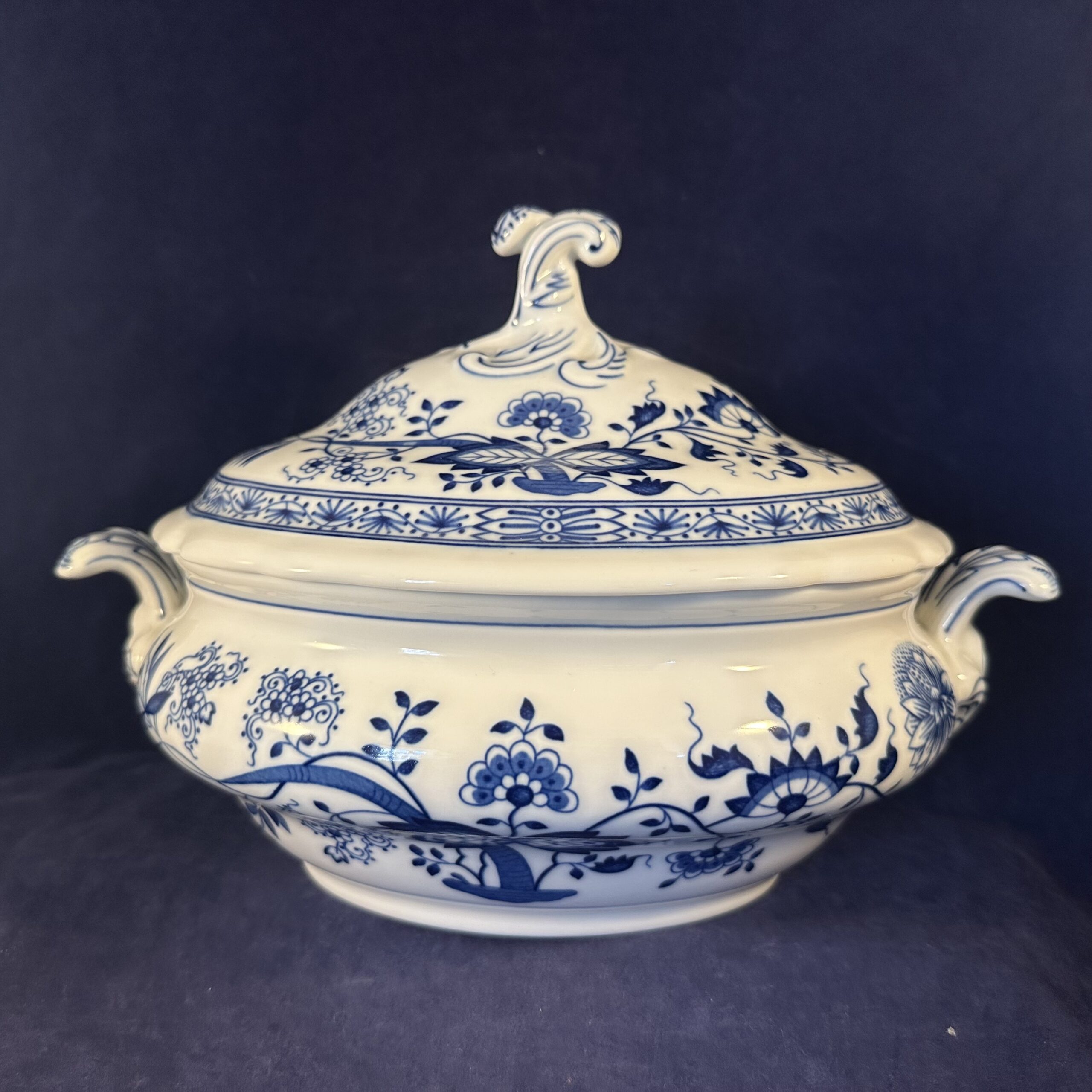 Hutschenreuther zwiebelmuster ovale dekschaal Ø 18 x 28,5 cm hoog 19 cm. - Afbeelding 3