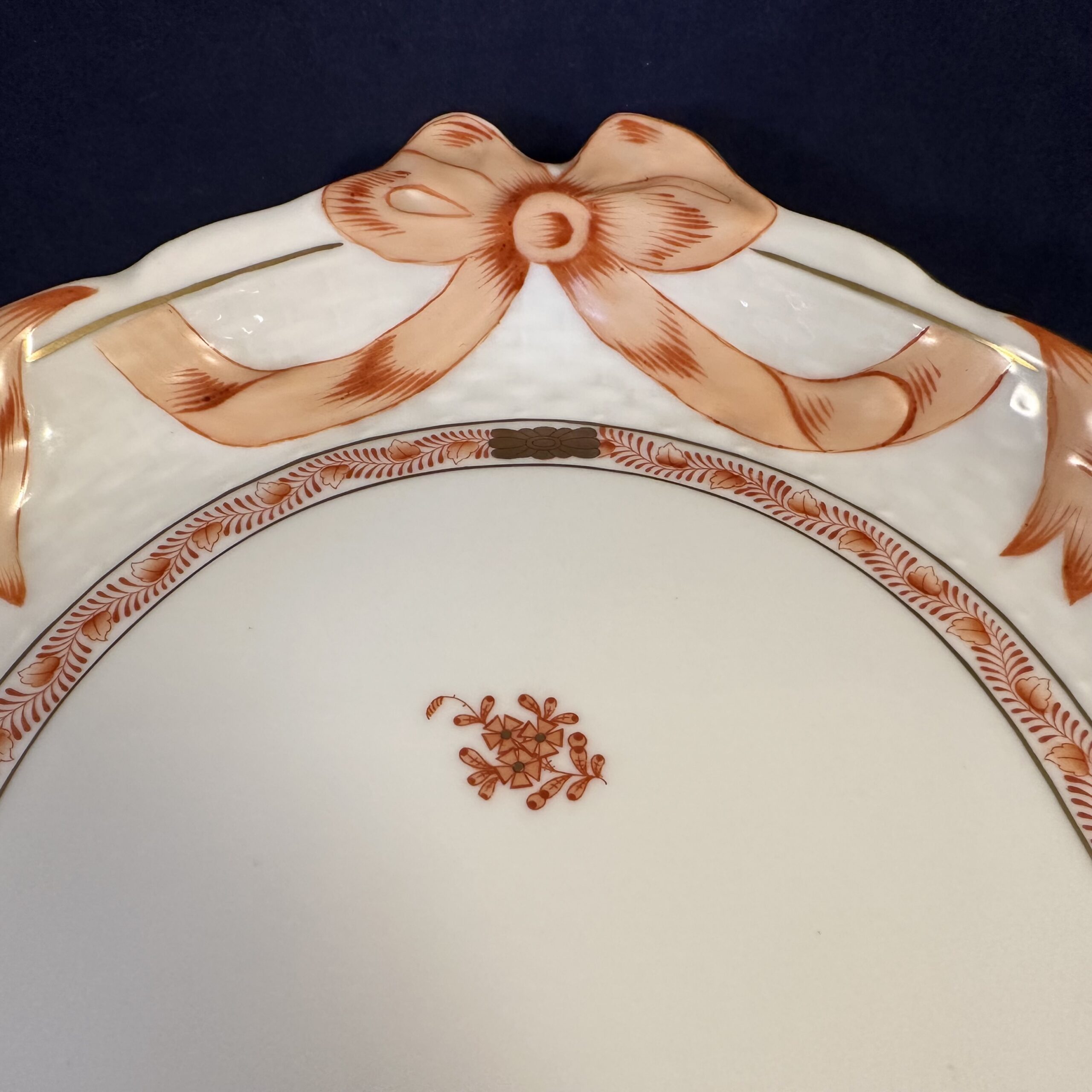 Herend Apponyi Orange grote ovale presenteerschaal met strikken nr. 400 AOG 28,5 x 40,5 cm - Afbeelding 2