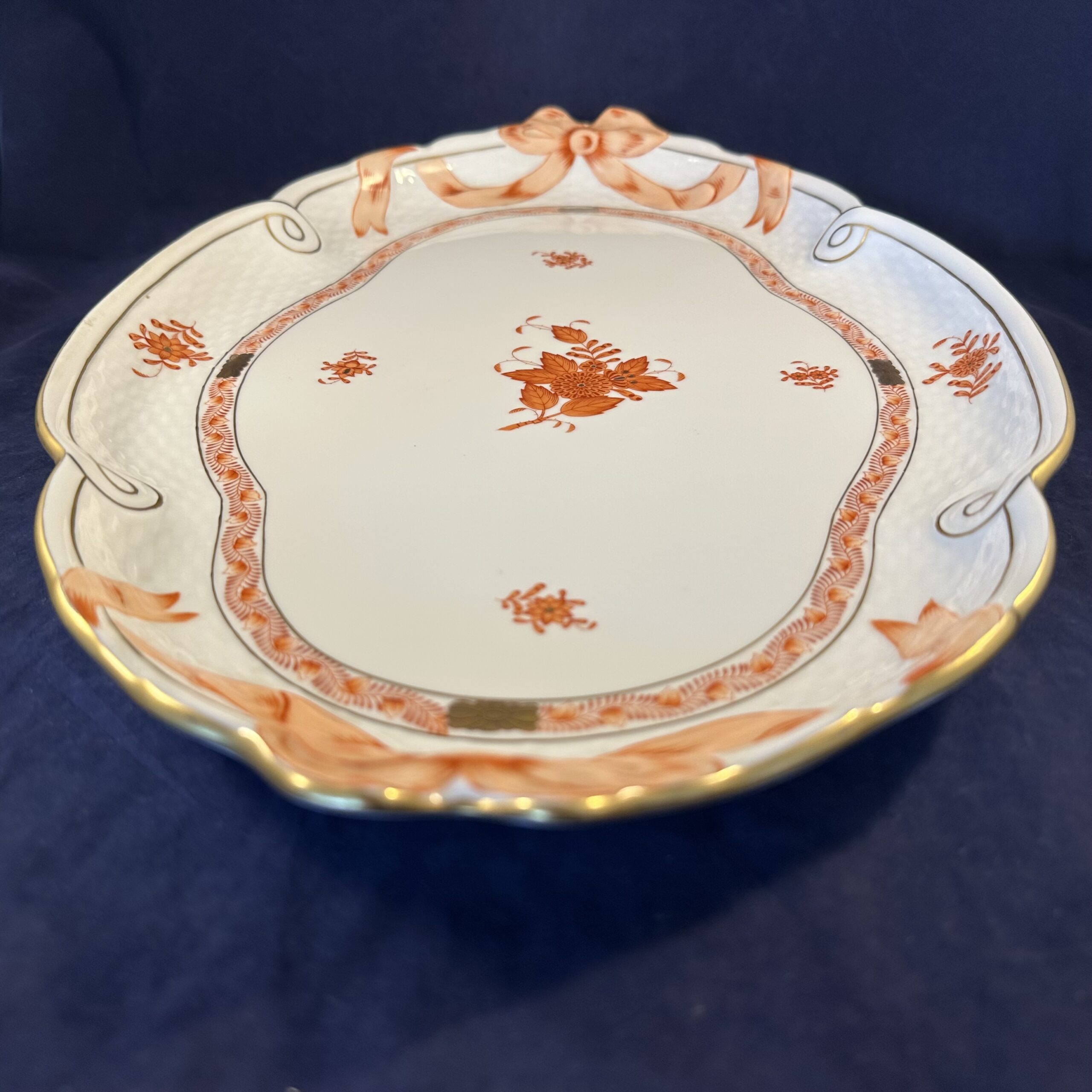 Herend Apponyi Orange grote ovale presenteerschaal met strikken nr. 400 AOG 28,5 x 40,5 cm - Afbeelding 3