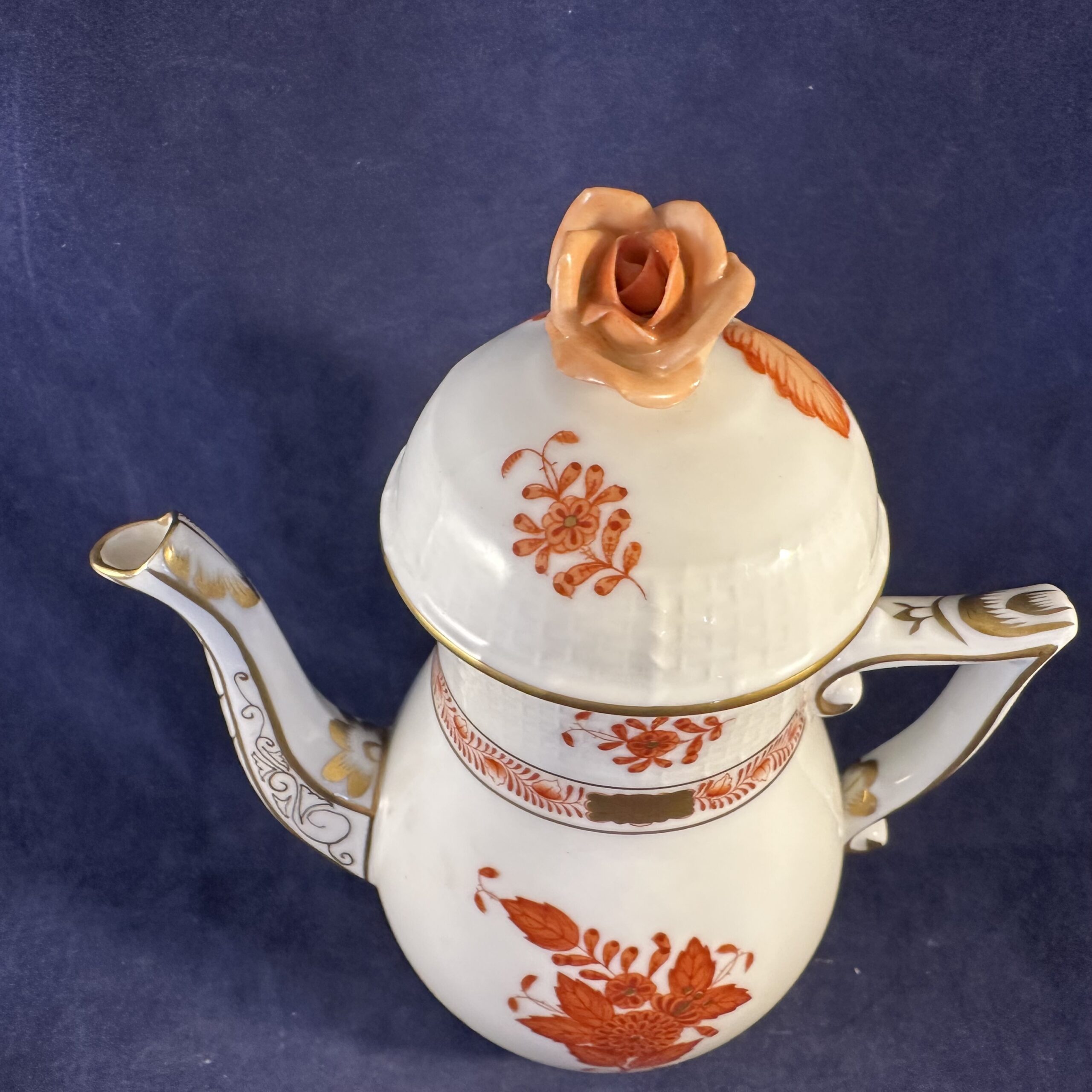 Herend Apponyi marron/orange koffiekannetje nr. 613, hoog 17 cm - Afbeelding 5