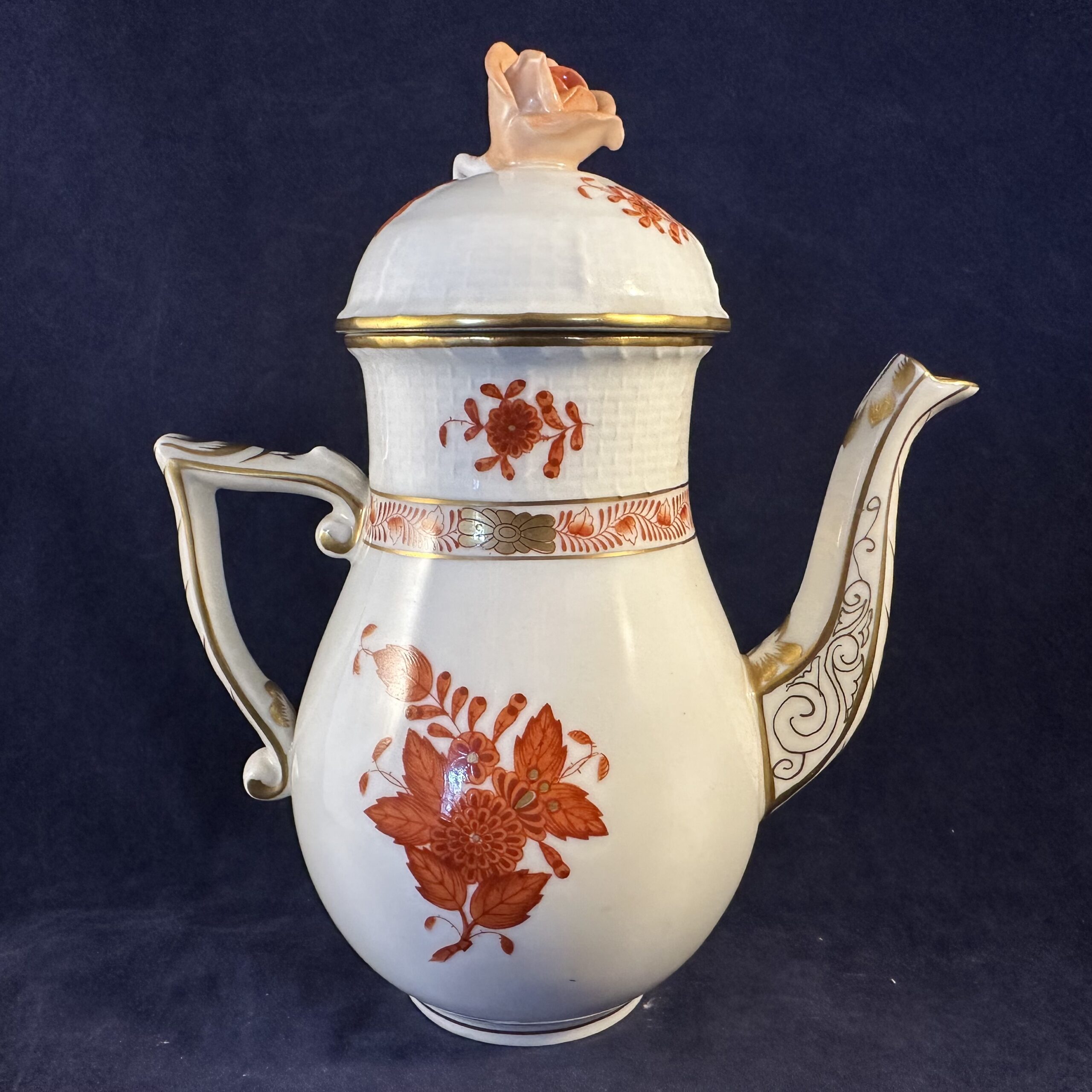 Herend Apponyi marron/orange koffiekannetje nr. 613, hoog 17 cm - Afbeelding 6