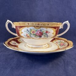 Royal Albert 'Lady Hamilton' soepkom met schotel Ø 12 cm, hoog 6 cm.