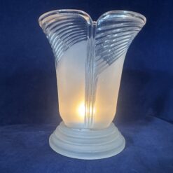 Glazen windlicht met losse matglazen voet hoog 13,7 cm, Ø 12 cm.  - Afbeelding 5